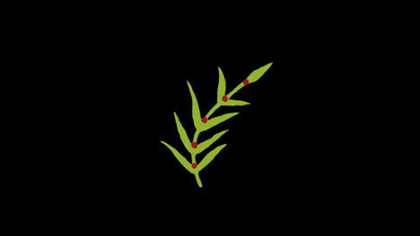 Blatt-Erdbeerbaum-Symbol,-Liebesschleifen-Animationsvideo,-Transparenter-Hintergrund-Mit-Alphakanal.